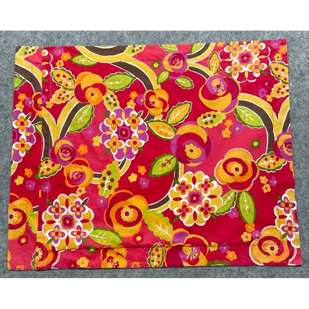 Pottery Barn Floral Mod Retro Standard Sham Red Orange Green